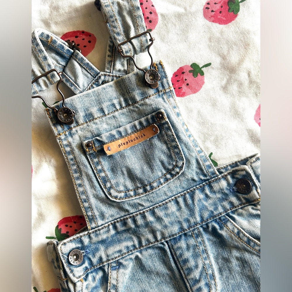 Piupiuchick Light Washed Denim Dungarees overalls - size 6m great condition